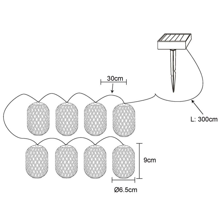 Globo - LED Ηλιακή γιρλάντα LED/0,06W/3V 650 εκ. IP44 400 mAh