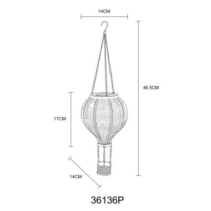 Globo 36136P - LED Κρεμαστό ηλιακό διακοσμητικό 20xLED/0,5W/3V IP44 αερόστατο