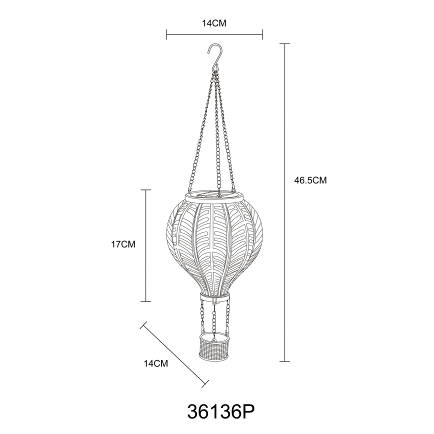 Globo 36136P - LED Κρεμαστό ηλιακό διακοσμητικό 20xLED/0,5W/3V IP44 αερόστατο