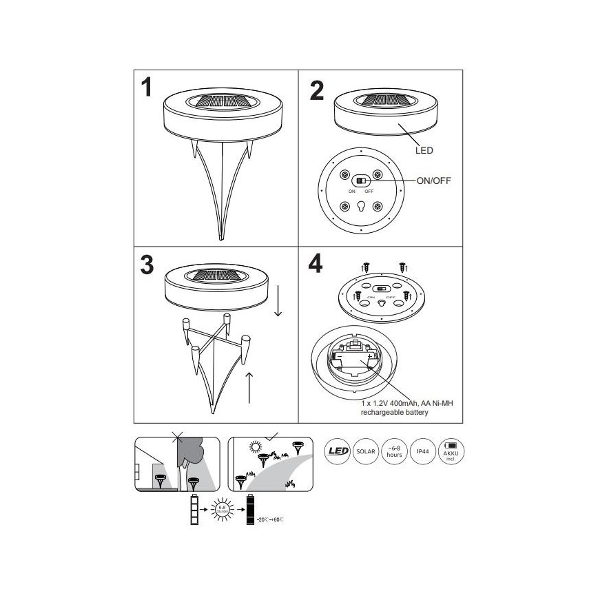 Globo- ΣΕΤ 2x LED Ηλιακά φωτιστικά LED/0,8W/3V 3200K IP44
