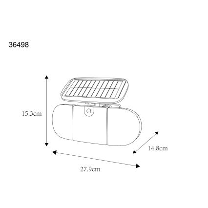 Globo - Ηλιακό φωτιστικό LED με αισθητήρα LED, 3,7V, IP44, 2000 mAh