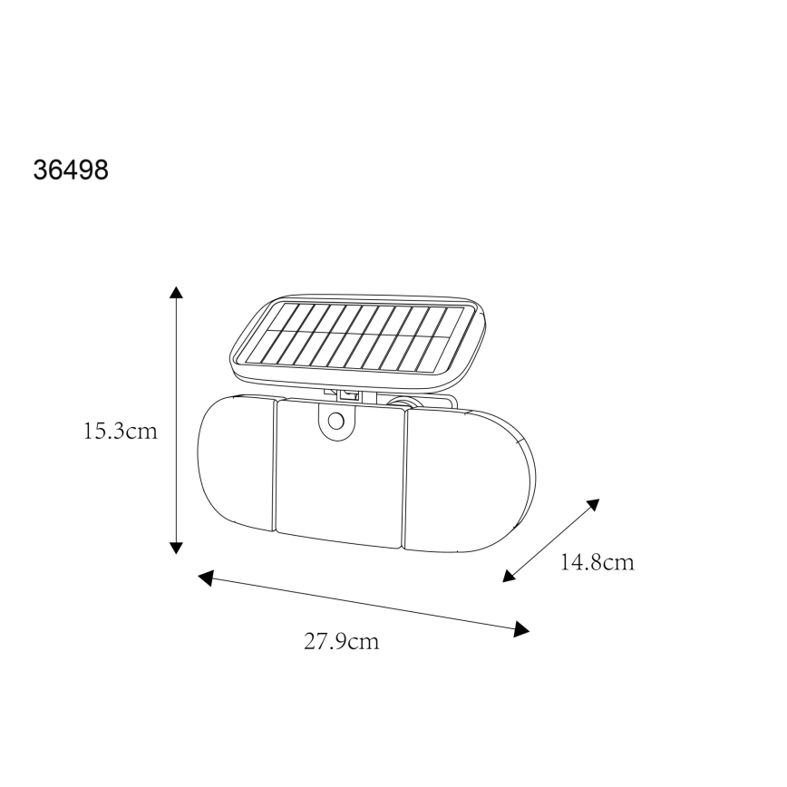Globo - Ηλιακό φωτιστικό LED με αισθητήρα LED, 3,7V, IP44, 2000 mAh