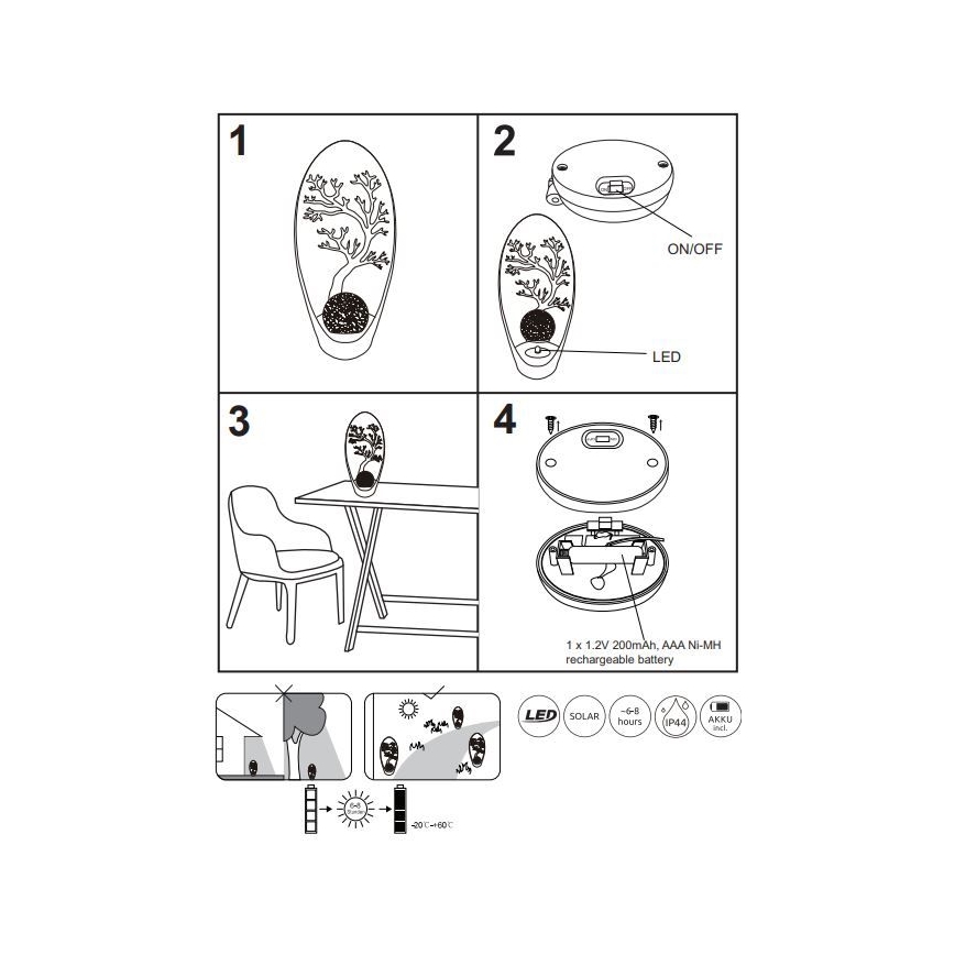 Globo - Ηλιακό φωτιστικό LED LED/0,06W/3,2V IP44 200 mAh δέντρο