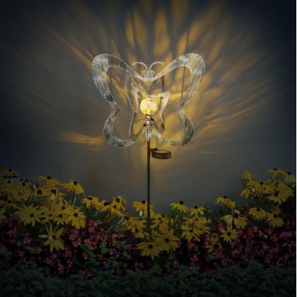 Globo - Ηλιακό LED φωτιστικό LED/3V IP44 300 mAh, ασημένια πεταλούδα