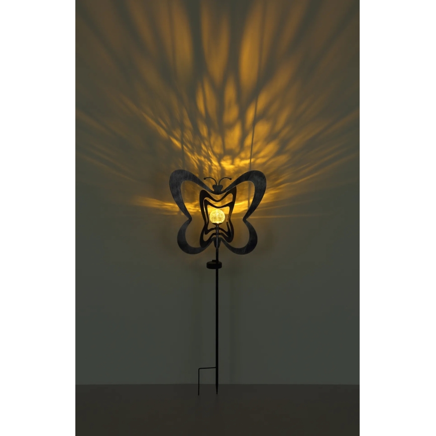 Globo - Ηλιακό LED φωτιστικό LED/3V IP44 300 mAh, ασημένια πεταλούδα