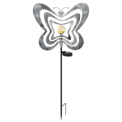 Globo - Ηλιακό LED φωτιστικό LED/3V IP44 300 mAh, ασημένια πεταλούδα