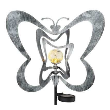 Globo - Ηλιακό LED φωτιστικό LED/3V IP44 300 mAh, ασημένια πεταλούδα
