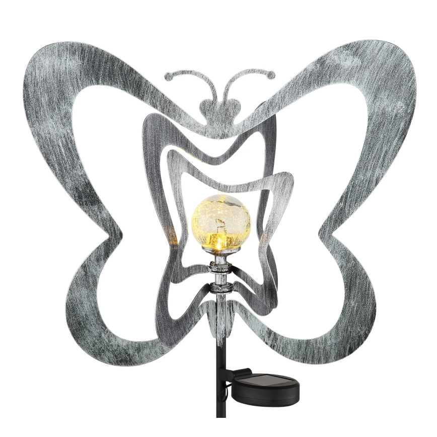 Globo - Ηλιακό LED φωτιστικό LED/3V IP44 300 mAh, ασημένια πεταλούδα
