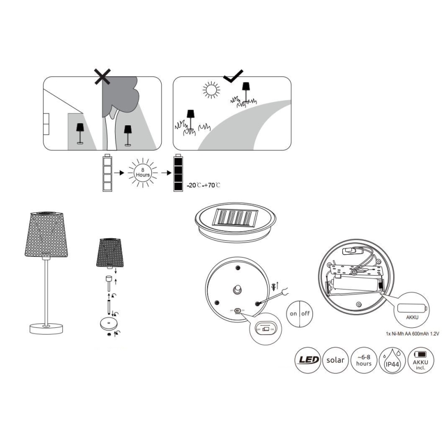Globo - LED Ηλιακό φωτιστικό LED/0,06W/3V IP44