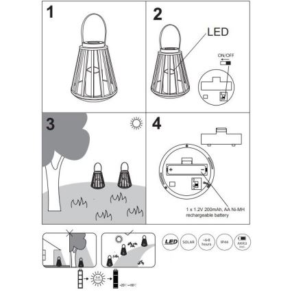 Globo - LED Ηλιακό φωτιστικό LED/0,06W/3V 3200K IP44