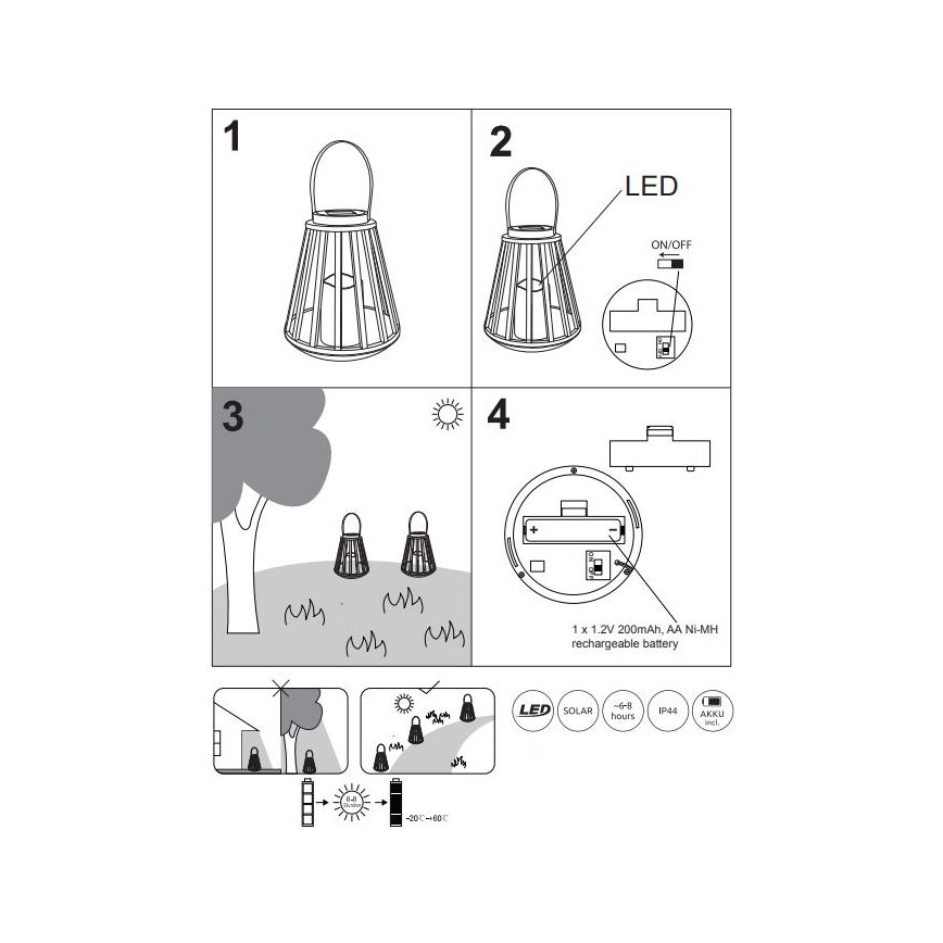 Globo - LED Ηλιακό φωτιστικό LED/0,06W/3V 3200K IP44