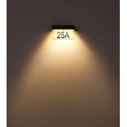 Globo - Ηλιακή LED πινακίδα αριθμού κατοικίας LED/6W/3,7V IP54 1800 mAh