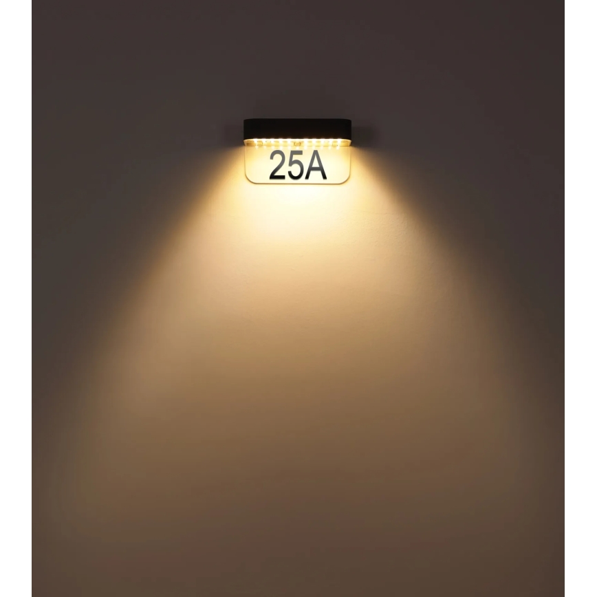 Globo - Ηλιακή LED πινακίδα αριθμού κατοικίας LED/6W/3,7V IP54 1800 mAh