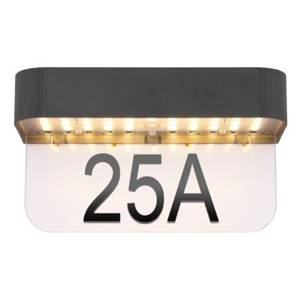 Globo - Ηλιακή LED πινακίδα αριθμού κατοικίας LED/6W/3,7V IP54 1800 mAh
