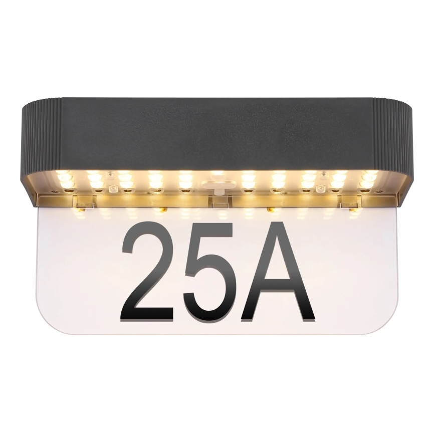 Globo - Ηλιακή LED πινακίδα αριθμού κατοικίας LED/6W/3,7V IP54 1800 mAh