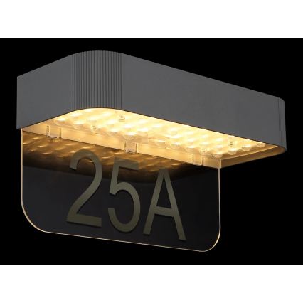 Globo - Ηλιακή LED πινακίδα αριθμού κατοικίας LED/6W/3,7V IP54 1800 mAh