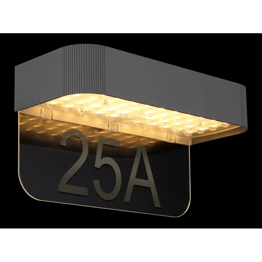 Globo - Ηλιακή LED πινακίδα αριθμού κατοικίας LED/6W/3,7V IP54 1800 mAh