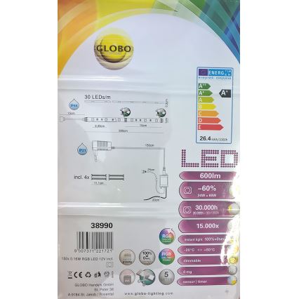 Globo 38990 - RGB LED ταινία Μπάνιου LED BAND 150xLED/0,16W IP44