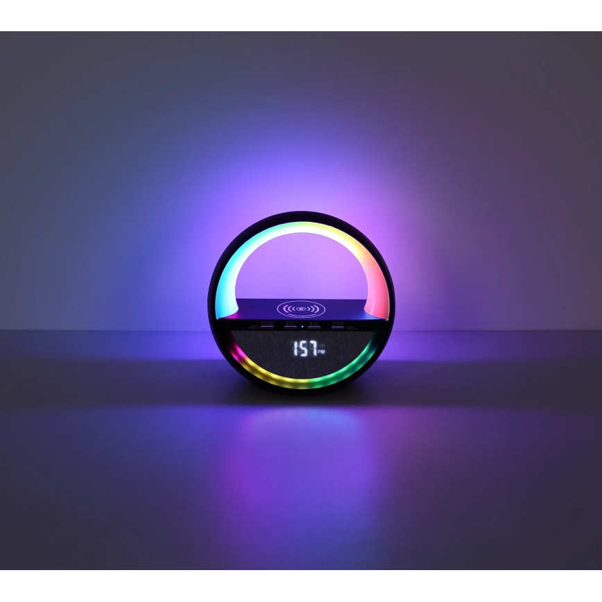 Globo - LED RGBW επαναφορτιζόμενη επιτραπέζια λάμπα με έλεγχο αφής, ενσωματωμένο ηχείο και ασύρματη φόρτιση QI LED/3,5W/5V 1800 mAh
