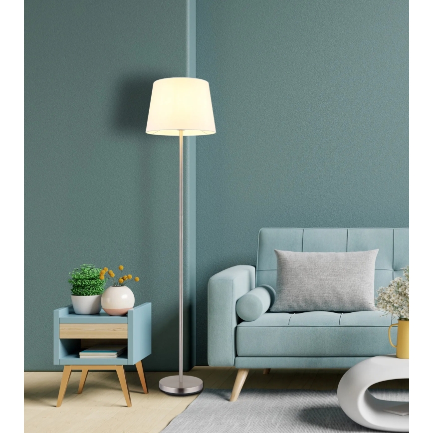 Globo - Επιδαπέδιο φωτιστικό 1xE27/40W/230V λευκό/ματ χρώμιο