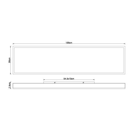 Globo - Ρυθμιζόμενο LED φωτιστικό οροφής 36W/230V 2700–6500K 30x120 cm με τηλεχειριστήριο