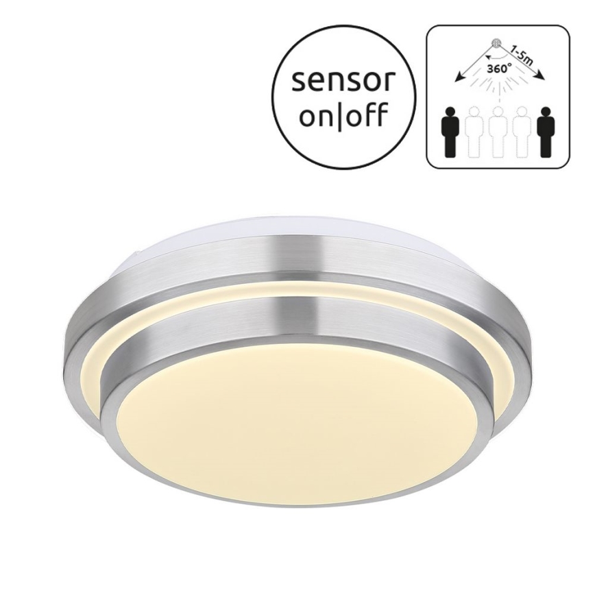 Globo - LED Φωτιστικό οροφής μπάνιου με αισθητήρα LED/18W/230V IP44