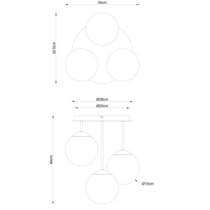 Globo - Πλαφονιέρα 3xE14/25W/230V μπρούτζινη