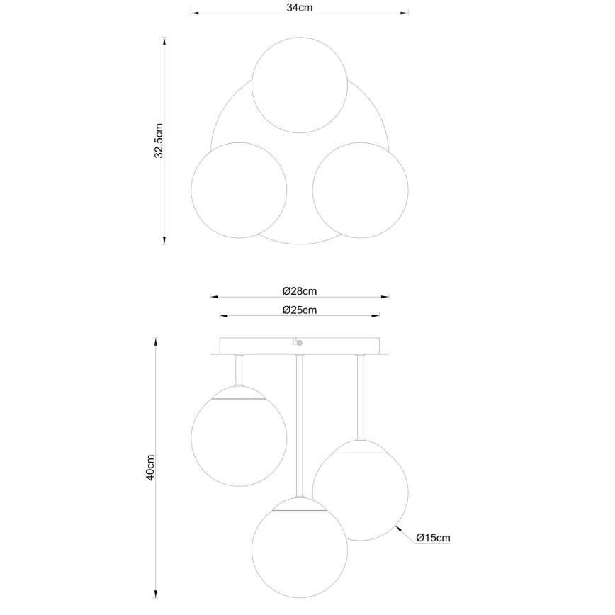 Globo - Πλαφονιέρα 3xE14/25W/230V μπρούτζινη