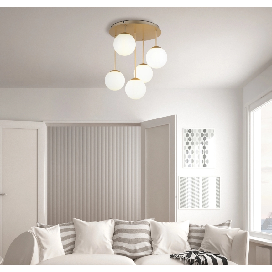 Globo - Επιφανειακό φωτιστικό οροφής 5xE14/25W/230V, μπρούτζινο