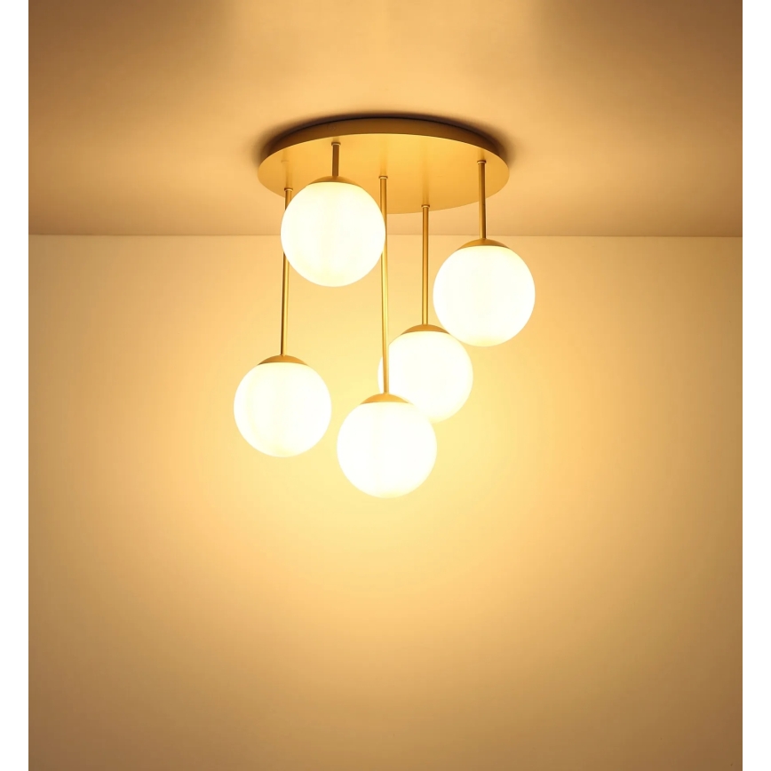 Globo - Επιφανειακό φωτιστικό οροφής 5xE14/25W/230V, μπρούτζινο