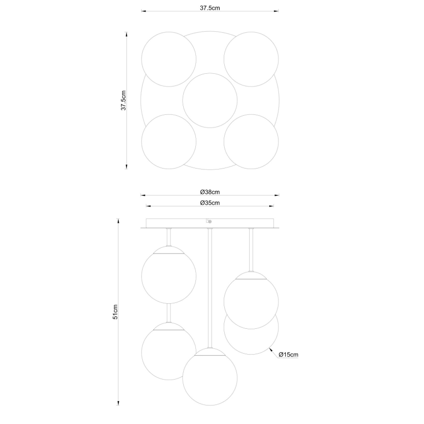 Globo - Επιφανειακό φωτιστικό οροφής 5xE14/25W/230V, μπρούτζινο