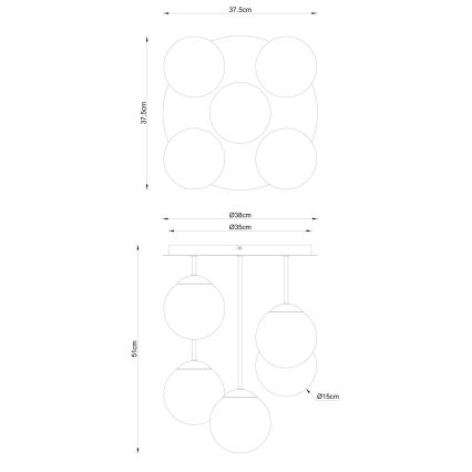 Globo - Επικαθήμενο φωτιστικό οροφής 5xE14/25W/230V μαύρο