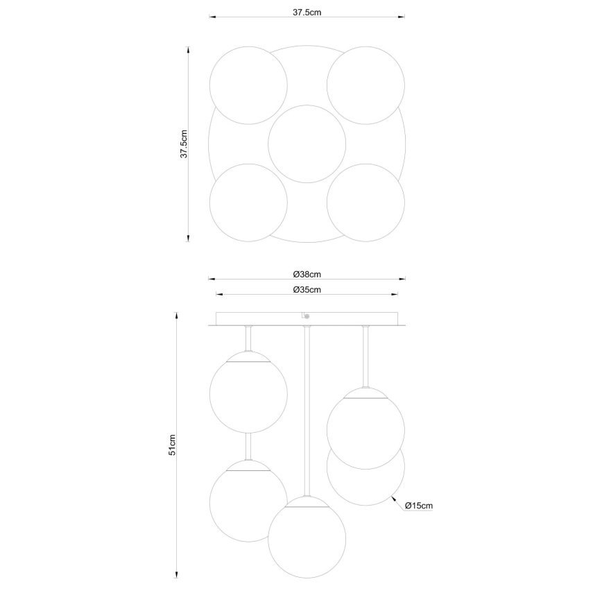 Globo - Επικαθήμενο φωτιστικό οροφής 5xE14/25W/230V μαύρο
