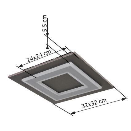 Globo - Φωτιστικό οροφής LED LED/24W/230V 3000K 32x32 cm ανθρακί