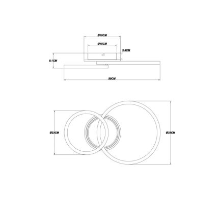 Globo - LED Οροφιαίο φωτιστικό LED/30W/230V 2700/4500/6500K διάμ. 33x50 εκ. μαύρο