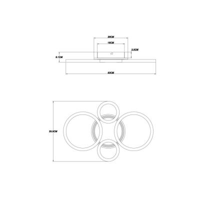 Globo - LED Οροφιαίο φωτιστικό LED/40W/230V 2700/4500/6500K διάμ. 35,5x53 εκ. μαύρο