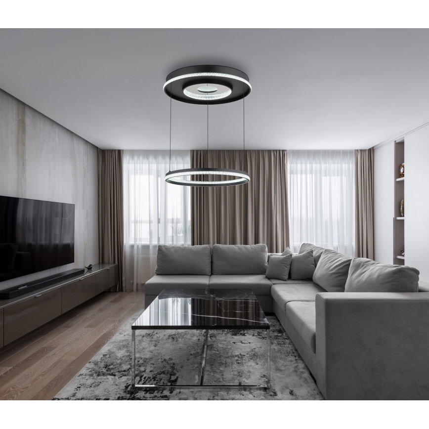 Globo - Led Dimmable κρεμαστό φωτιστικό οροφής LED/54W/230V 2700-6500K διάμετρος 60 cm μαύρο + τηλεχειριστήριο