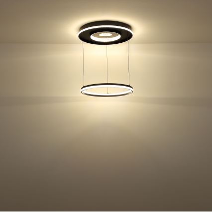 Globo - Led Dimmable κρεμαστό φωτιστικό οροφής LED/54W/230V 2700-6500K διάμετρος 60 cm μαύρο + τηλεχειριστήριο