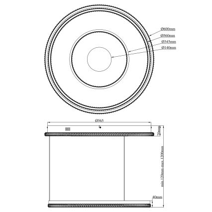 Globo - Led Dimmable κρεμαστό φωτιστικό οροφής LED/54W/230V 2700-6500K διάμετρος 60 cm μαύρο + τηλεχειριστήριο
