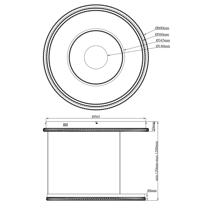 Globo - Led Dimmable κρεμαστό φωτιστικό οροφής LED/54W/230V 2700-6500K διάμετρος 60 cm μαύρο + τηλεχειριστήριο