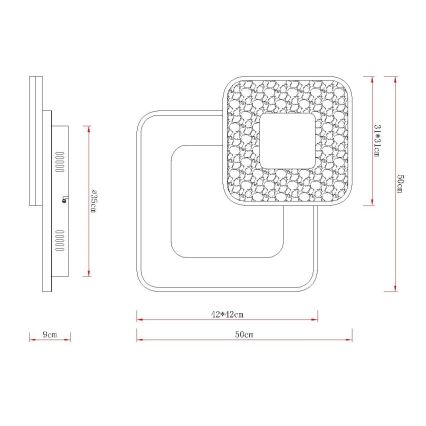 Globo - Ρυθμιζόμενο φωτιστικό οροφής LED/48W/230V 2700-6000K 50x50 cm + τηλεχειριστήριο