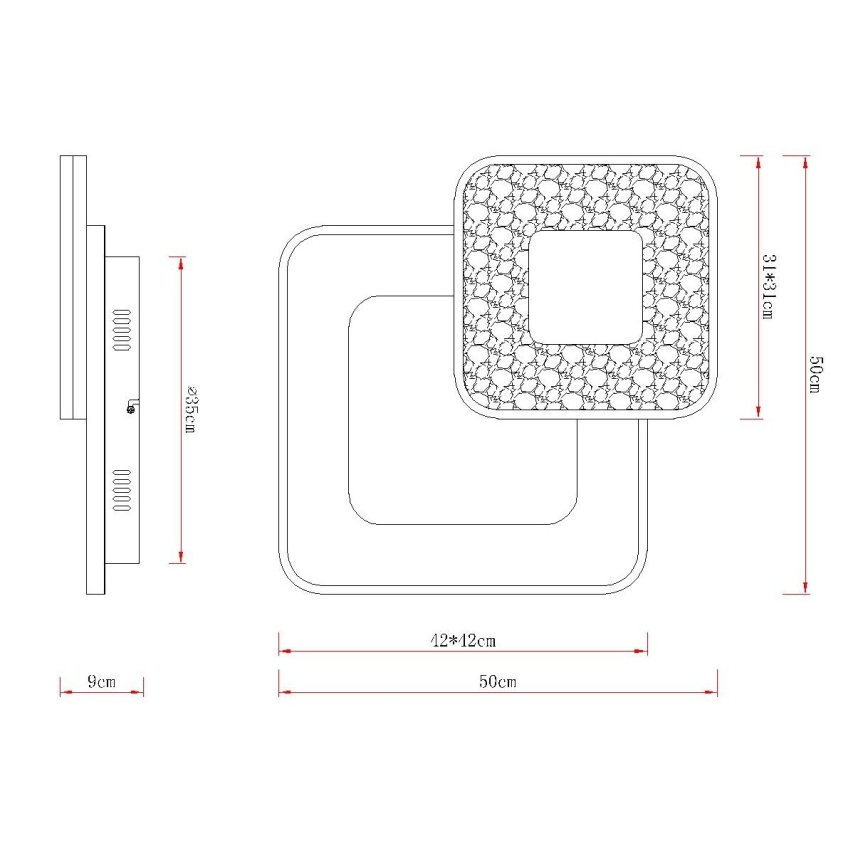 Globo - Ρυθμιζόμενο φωτιστικό οροφής LED/48W/230V 2700-6000K 50x50 cm + τηλεχειριστήριο