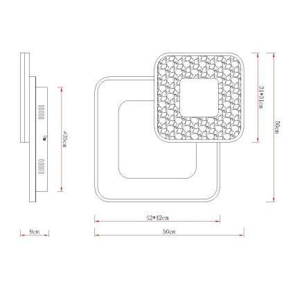 Globo - Ρυθμιζόμενο φωτιστικό οροφής LED/48W/230V 2700-6000K 50x50 cm + τηλεχειριστήριο