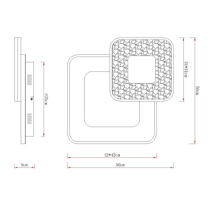 Globo - Ρυθμιζόμενο φωτιστικό οροφής LED/48W/230V 2700-6000K 50x50 cm + τηλεχειριστήριο