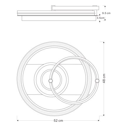 Globo 48459-46 - Ρυθμιζόμενο φωτιστικό οροφής LED ANI LED/46W/230V 2700-6000K 48x52 cm + τηλεχειριστήριο