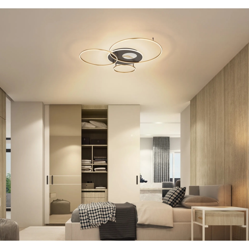 Globo - Ρυθμιζόμενο LED φωτιστικό οροφής LED/54W/230V 2700-6500K 90x70 cm ανθρακί/χρυσό + τηλεχειριστήριο