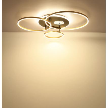 Globo - Ρυθμιζόμενο LED φωτιστικό οροφής LED/54W/230V 2700-6500K 90x70 cm ανθρακί/χρυσό + τηλεχειριστήριο