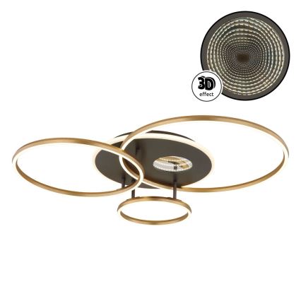 Globo - Ρυθμιζόμενο LED φωτιστικό οροφής LED/54W/230V 2700-6500K 90x70 cm ανθρακί/χρυσό + τηλεχειριστήριο