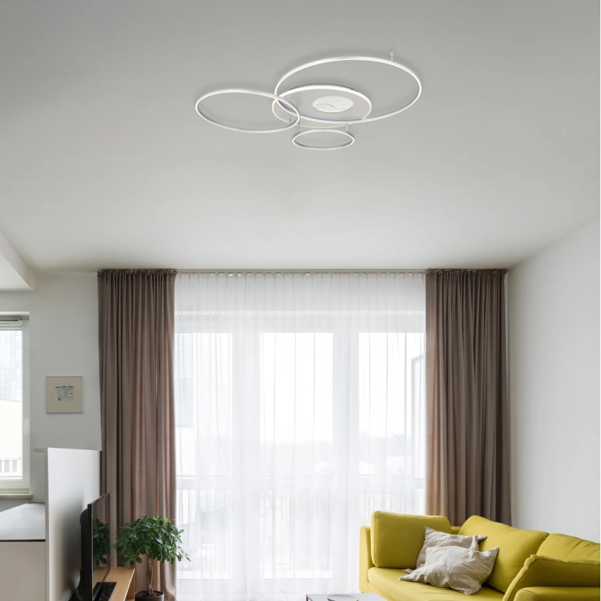 Globo - Ρυθμιζόμενο LED φωτιστικό οροφής LED/54W/230V 2700-6000K 90x70 cm ασημί + τηλεχειριστήριο
