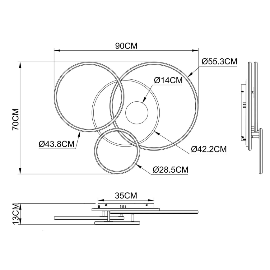 Globo - Ρυθμιζόμενο LED φωτιστικό οροφής LED/54W/230V 2700-6000K 90x70 cm ασημί + τηλεχειριστήριο
